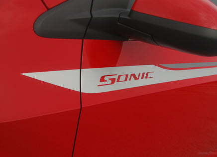 2012-2016 Chevy Sonic Sweep Hood Graphics and Lower Rocker Accent 3M Vinyl Stripes Kit
