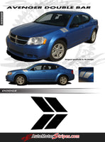 2008-2014 Dodge Avenger Hash Marks Double Bar Hood and Fender Accent Vinyl Graphic 3M Stripes Kit