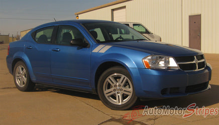 2008-2014 Dodge Avenger Hash Marks Double Bar Hood and Fender Accent Vinyl Graphic 3M Stripes Kit