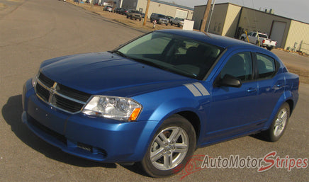2008-2014 Dodge Avenger Hash Marks Double Bar Hood and Fender Accent Vinyl Graphic 3M Stripes Kit