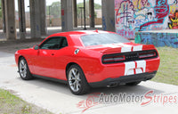 Detailed view of 2015-2023 2023 Dodge Challenger SRT RT Hellcat Rally Racing Stripes Dual Hood Vinyl Graphics 3M Decals Kit