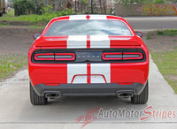 Detailed view of 2015-2023 2023 Dodge Challenger SRT RT Hellcat Rally Racing Stripes Dual Hood Vinyl Graphics 3M Decals Kit