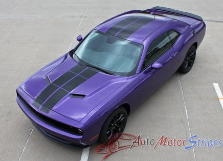 Detailed view of 2008-2023 Dodge Challenger Pulse Rally Racing Stripes Strobe Style 10 inch Vinyl Graphics Striping Decal Kit