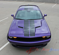 Detailed view of 2008-2023 Dodge Challenger Pulse Rally Racing Stripes Strobe Style 10 inch Vinyl Graphics Striping Decal Kit