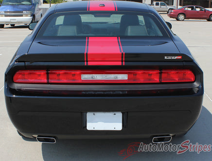 2011-2014 Dodge Challenger Finish Line Mopar Factory Style Redline Rallye Center Racing Vinyl Graphics - Rear Trunk View