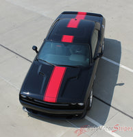 2011-2014 Dodge Challenger Finish Line Mopar Factory Style Redline Rallye Center Racing Vinyl Graphics - Top Down Front View