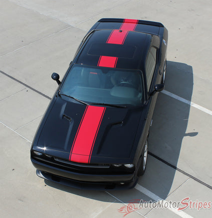 2011-2014 Dodge Challenger Finish Line Mopar Factory Style Redline Rallye Center Racing Vinyl Graphics - Top Down Front View
