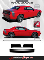Detailed view of 2011-2023 Dodge Challenger Tailband Factory Mopar Style Bumblebee Scat Pack Rear Trunk Quarter Panel Vinyl Graphics Stripes Decals