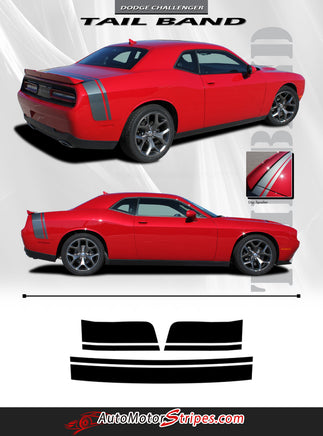 Detailed view of 2011-2023 Dodge Challenger Tailband Factory Mopar Style Bumblebee Scat Pack Rear Trunk Quarter Panel Vinyl Graphics Stripes Decals
