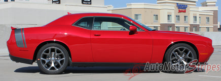 Detailed view of 2011-2023 Dodge Challenger Tailband Factory Mopar Style Bumblebee Scat Pack Rear Trunk Quarter Panel Vinyl Graphics - Wide View Passenger Side