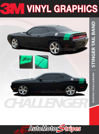 Detailed view of 2011-2023 Dodge Challenger Swinger Tailband Factory Mopar Style Scat Pack Rear Trunk Quarter Panel Vinyl Graphics Stripes Decals