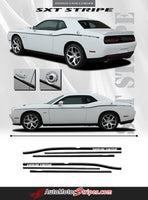 Detailed view of 2011-2023 Dodge Challenger SXT Side Stripe Factory Mopar OEM Style Body Line Side Door Panel Vinyl Graphics 3M Stripe Kit