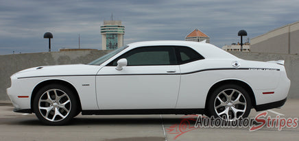 Detailed view of 2011-2023 Dodge Challenger SXT Side Stripe Factory Mopar OEM Style Body Line Side Door Panel Vinyl Graphics  - Side View
