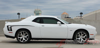 Detailed view of 2008-2023 Dodge Challenger Cuda Strobe Rear Sides Only Mopar OEM Factory Style Rear Quarter Panel Rally Vinyl Graphics 3M Stripe Kit - Passenger  View
