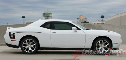 Detailed view of 2008-2023 Dodge Challenger Cuda Strobe Rear Sides Only Mopar OEM Factory Style Rear Quarter Panel Rally Vinyl Graphics 3M Stripe Kit - Passenger  View