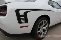 2008-2021 2022 2023 Dodge Challenger Cuda Strobe Rear Sides Only Mopar OEM Factory Style Rear Quarter Panel Rally Vinyl Graphics 3M Stripe Kit - Rear Side View