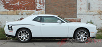 Detailed view of 2008-2023 Dodge Challenger Cuda Strobe Rear Sides Only Mopar OEM Factory Style Rear Quarter Panel Rally Vinyl Graphics 3M Stripe Kit - Passenger Side View