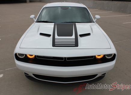 2008-2021 2022 2023 Dodge Challenger Cuda Strobe Hood Only Mopar OEM Style Hood Rally Vinyl Graphic - Front Hood View
