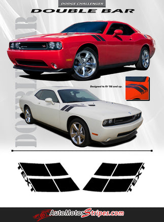 Detailed view of 2008-2023 Dodge Challenger Hash Marks Double Bar Mopar Factory Style Vinyl Graphics 3M Decals