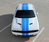 Detailed view of 2015-2023 Dodge Challenger Rally Stripe 15 Mopar Factory OEM Style 10 inch Dual Racing Vinyl Graphics - Front Full View