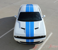 Detailed view of 2015-2023 Dodge Challenger Rally Stripe 15 Mopar Factory OEM Style 10 inch Dual Racing Vinyl Graphics - Front Full View