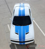 Detailed view of 2015-2023 2023 Dodge Challenger Winged Rally Stripes 15 Mopar Factory Style Wide Hood Racing Vinyl Graphics- Front Top View