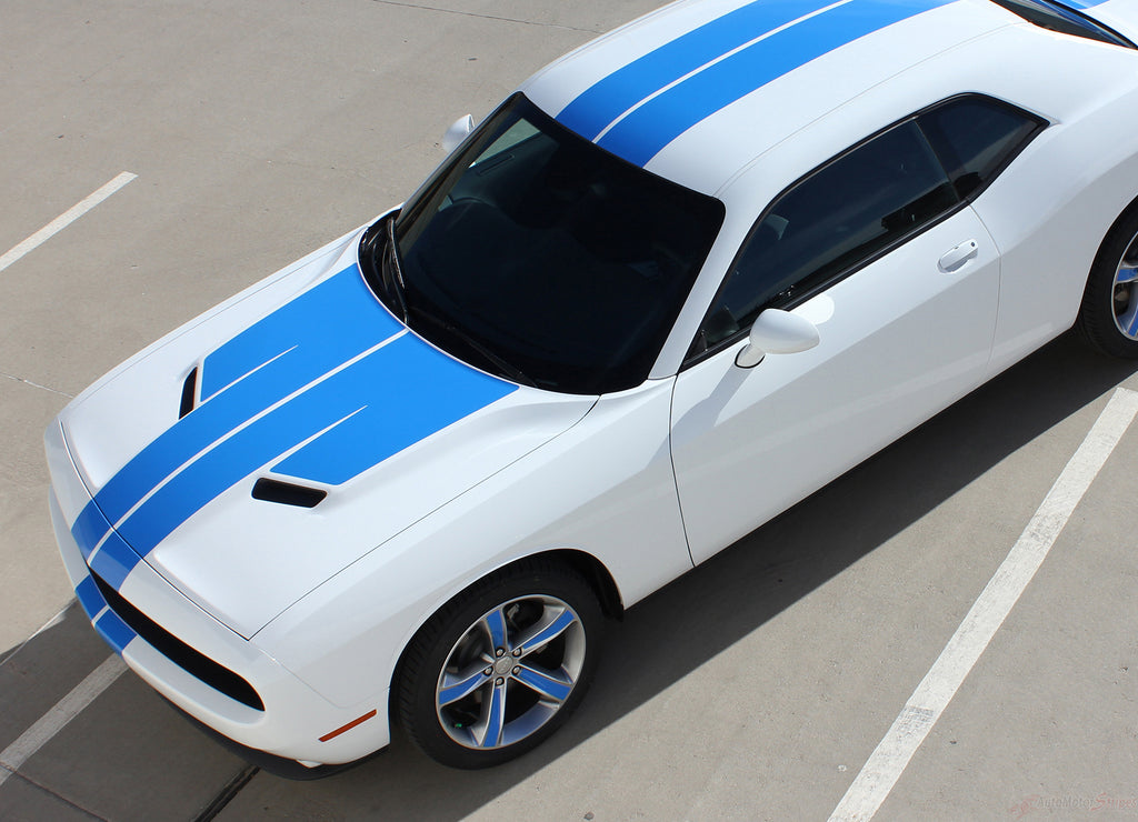 2015-2023 Dodge Challenger Winged Rally Stripes 15 Mopar Factory Style Wide Hood Racing Vinyl Graphics 3M Decals Package