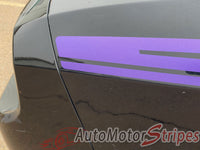Detailed view of 2011-2023 Dodge Challenger Duster Mopar Factory Style Strobe Vinyl Graphics Stripes 3M Decals Package