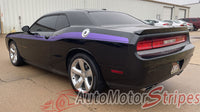 Detailed view of 2011-2023 Dodge Challenger Duster Mopar Factory Style Strobe Vinyl Graphics Stripes 3M Decals Package
