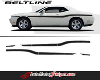 Detailed view of 2015-2023 Dodge Challenger Beltline Mid Body Door Accent Mopar Style Vinyl Graphics 3M Decals Package