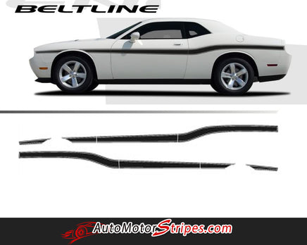 Detailed view of 2015-2023 Dodge Challenger Beltline Mid Body Door Accent Mopar Style Vinyl Graphics 3M Decals Package