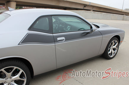 2011-2021 2022 2023 Dodge Challenger Pursuit T/A 392 Side Stripe Side Door Panel Body Line Vinyl Graphics Stripe Package - Close Passenger Side View