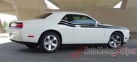 2008-2010 and 2011-2021 2022 2023 Dodge Challenger Duel Mopar Factory Style Strobe R/T Vinyl Graphics Stripes - Passenger Side Rear View without Strobes