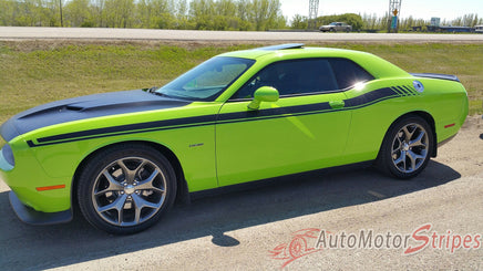 2011-2019 2020 2021 2022 2023 Dodge Challenger Duel 15 Mopar Factory Style Strobe R/T Vinyl Graphics Decals - Driver Side View