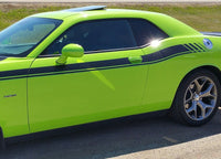 Detailed view of 2011-2023 Dodge Challenger Duel 15 Mopar Factory Style Strobe R/T Vinyl Graphics Decals 3M Stripe Package