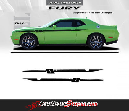 Detailed view of 2011-2023 Dodge Challenger Fury Mopar Factory Style Strobe Vinyl Graphics Stripes 3M Decals Package