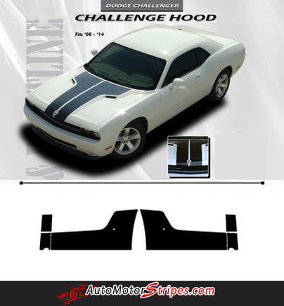 2008-2014 Dodge Challenger Split Hood Mopar Factory Style Vinyl Graphics 3M Decals Package