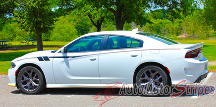 Detailed view of 2015-2023 Dodge Charger FIERCE Side Body Door Decals Vinyl Graphics 3M Stripes Kit
