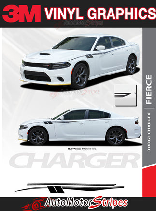 Detailed view of 2015-2023 Dodge Charger FIERCE Side Body Door Decals Vinyl Graphics 3M Stripes Kit