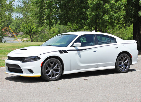 Detailed view of 2015-2023 Dodge Charger FIERCE Side Body Door Decals Vinyl Graphics 3M Stripes Kit