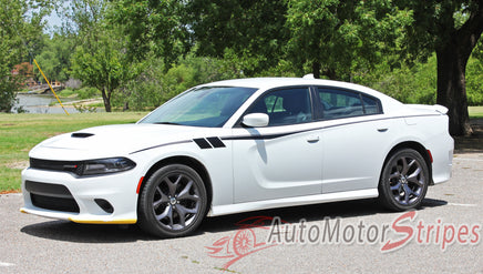 Detailed view of 2015-2023 Dodge Charger FIERCE Side Body Door Decals Vinyl Graphics 3M Stripes Kit
