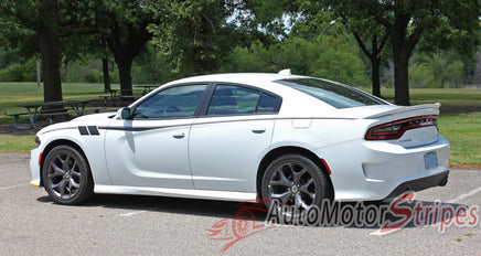 Detailed view of 2015-2023 Dodge Charger FIERCE Side Body Door Decals Vinyl Graphics 3M Stripes Kit