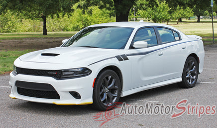 Detailed view of 2015-2023 Dodge Charger FIERCE Side Body Door Decals Vinyl Graphics 3M Stripes Kit