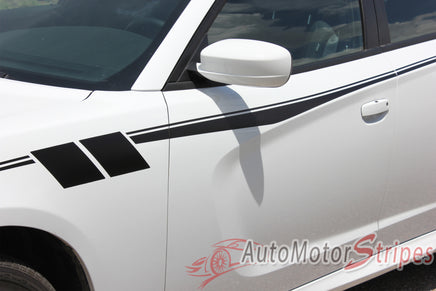 Detailed view of 2015-2023 Dodge Charger FIERCE Side Body Door Decals Vinyl Graphics 3M Stripes Kit