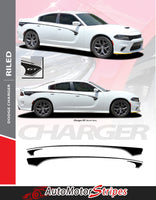 Detailed view of 2015-2023 Dodge Charger RILED Side Body Door Decals Vinyl Graphics 3M Stripes Kit