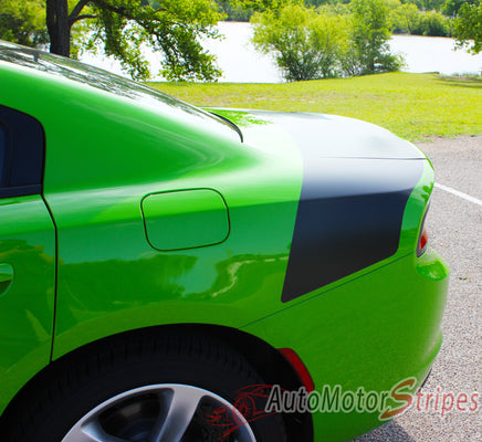 Detailed view of 2015-2023 Dodge Charger Tailband Daytona Hemi Vinyl Decklid Trunk Rally Stripes 3M Graphic Decal R/T SRT 392 Hellcat Mopar Kit - without Spoiler