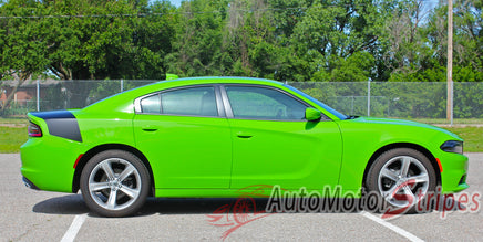 Detailed view of 2015-2023 Dodge Charger Tailband Daytona Hemi Vinyl Decklid Trunk Rally Stripes 3M Graphic Decal R/T SRT 392 Hellcat Mopar Kit - without Spoiler