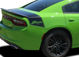 View of 2015-2023 Dodge Charger Swinger Tailband Daytona Stinger Hemi Vinyl Decklid Trunk Rally Stripes 3M Graphic Decal R/T SRT 392 Hellcat Mopar Style Kit