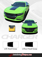 Detailed view of 2015-2023 Dodge Charger Center Hood Vinyl Rally Stripes 3M Graphic Decal Factory Quality Mopar Style Kit