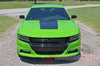 Detailed view of 2015-2023 Dodge Charger Center Hood Vinyl Rally Stripes 3M Graphic Decal Factory Quality Mopar Style Kit - Front View